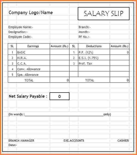 salary slip format india